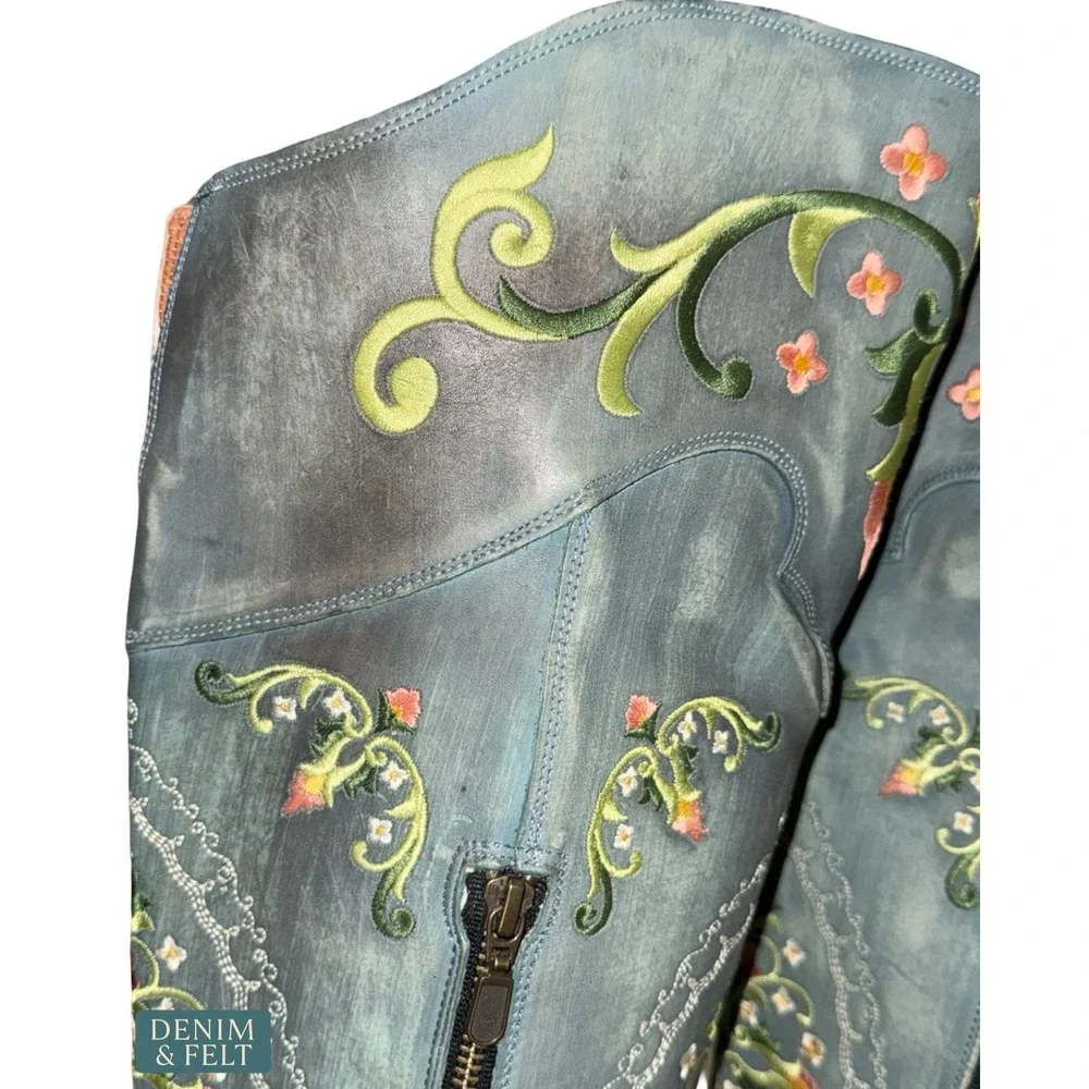 NEW‎ Dan Post Flower Child Turquoise Embroidered Knee High Western Boots 6.5 - Picture 14 of 16